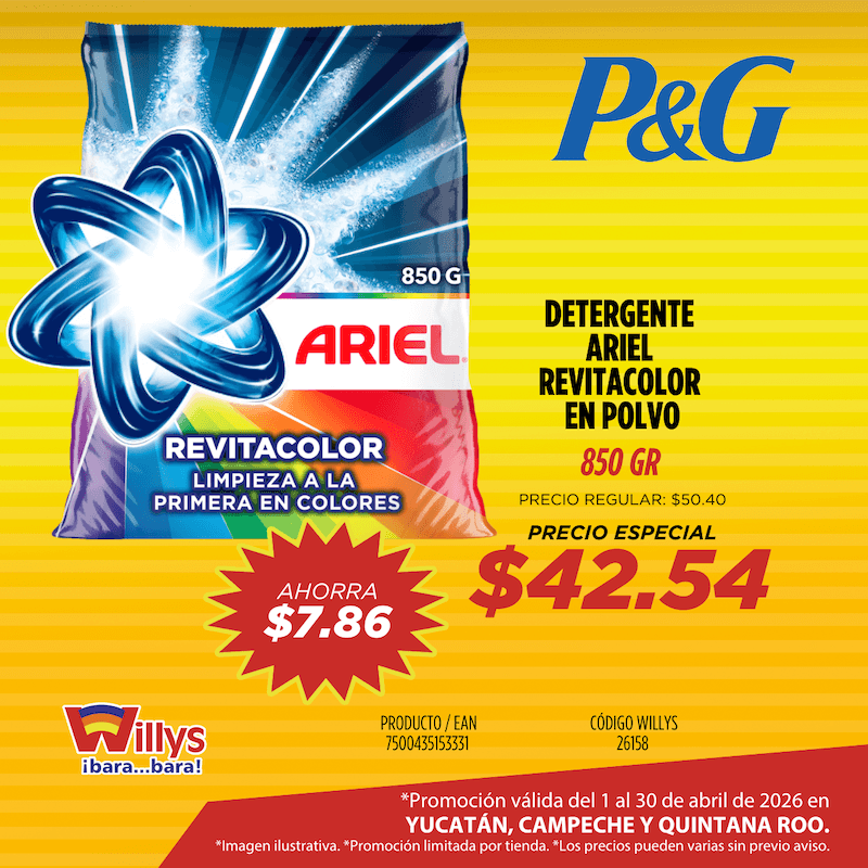 DETREGENTE ARIEL REVITACOLOR EN POLVO 850GR