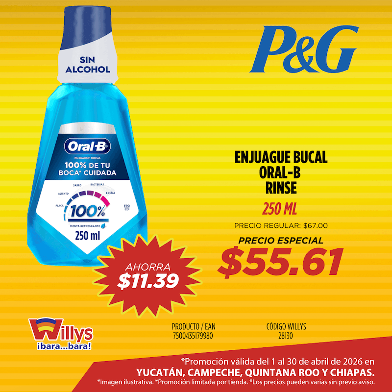 ENJUAGUE BUCAL ORAL B RINSE 250ML