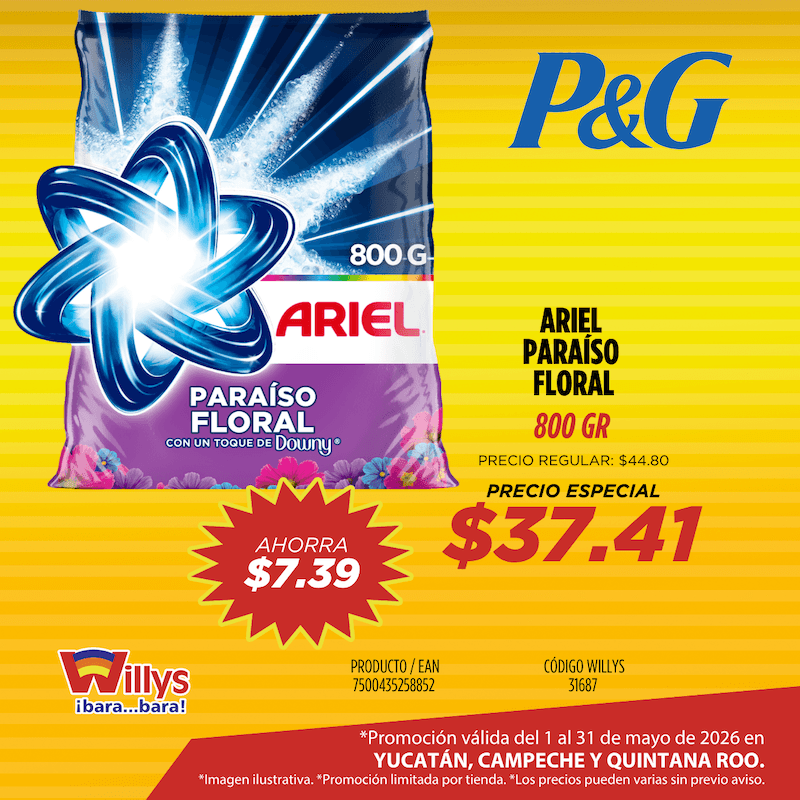 ARIEL PARAÍSO FLORAL 800GR