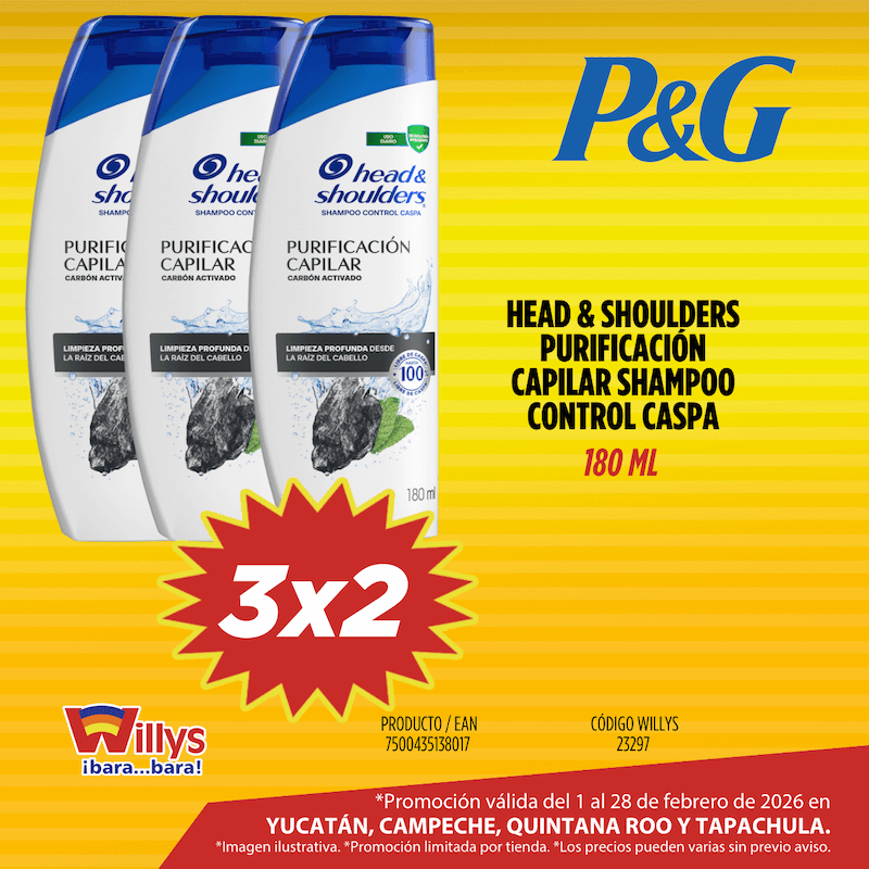 HEAD AND SHOULDERS PURIFICACION CAPILAR SHAMPOO CONTROL CASPA 180 ML