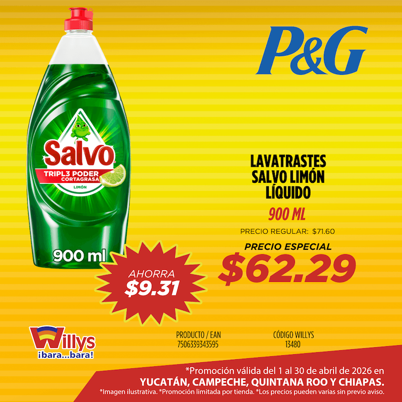 LAVATRASTES SALVO LIMON LIQUIDO 900ML