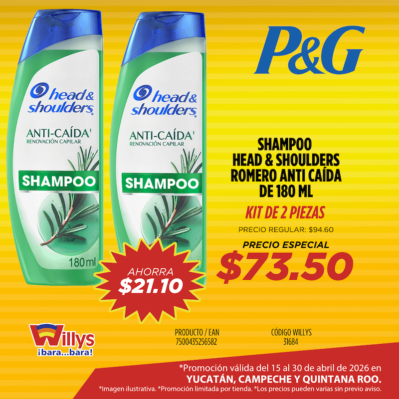 SHAMPOO HEAD AND SHOULDERS ROMERO ANTI CAIDA 180ML