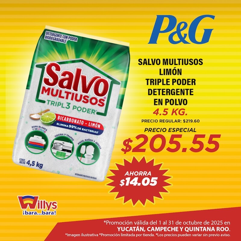 SALVO MULTIUSOS LIMON TRIPLE PODER DETERGENTE EN POLVO 4.5KG