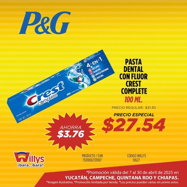 PASTA DENTAL CON FLUOR CREST COMPLETE 100 ML