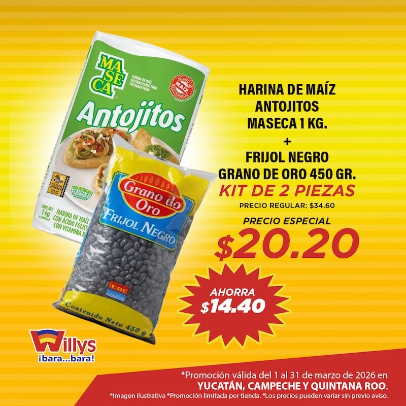 HARINA DE MAIZ ANTOJITOS MASECA 1 KG   FRIJOL NEGRO GRANO DE ORO 450GR