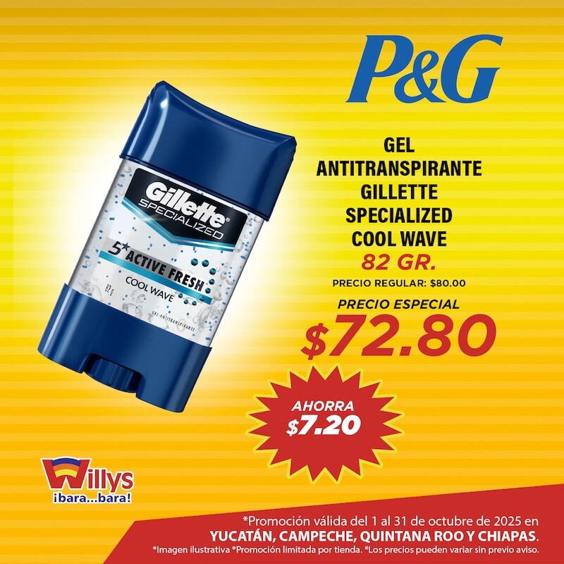 GEL ANTITRANSPIRANTE GILLETTE SPECIALIZED COOL WAVE 82GR