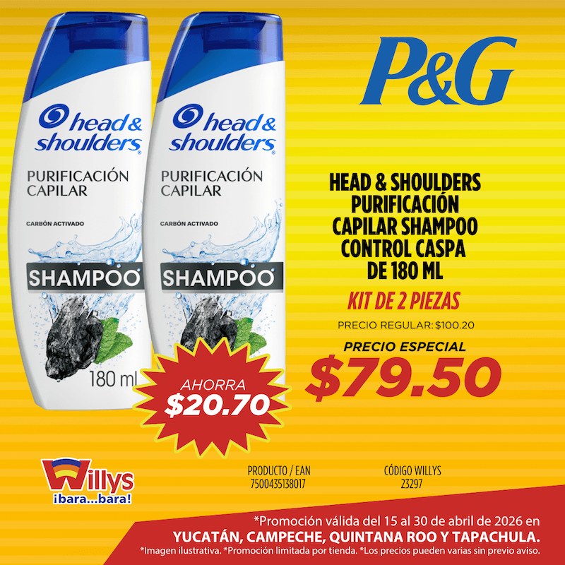 HEAD AND SHOULDERS PURIFICACION CAPILAR SHAMPOO CONTROL CASPA 180ML
