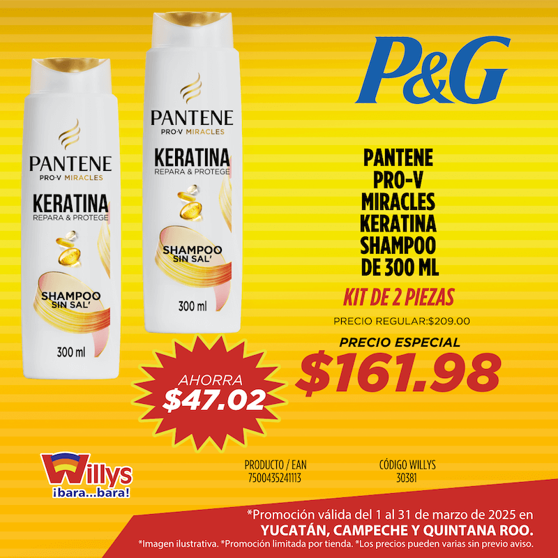 PANTENE PRO V MIRACLES KERATINA SHAMPOO 300ML