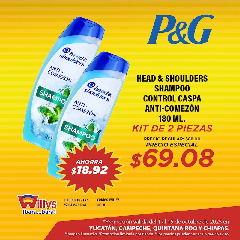 HEAD AND SHOULDERS SHAMPOO CONTROL CAASPA ANTI COMEZON 180ML
