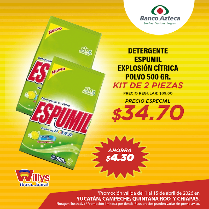 DETERGENTE ESPUMIL EXPLOSIÓN CITRICA POLVO 500GR