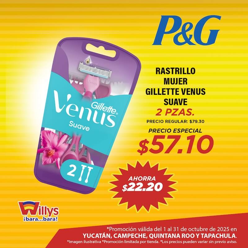 RASTRILLO MUJER GILLETTE VENUS SUAVE 2 PZAS