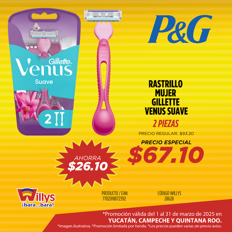 RASTRILLO MUJER GILLETTE VENUS SUAVE 2 PZAS