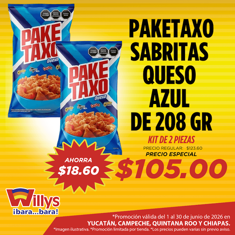 PAKETAXO SABRITAS QUEXO 208 GR