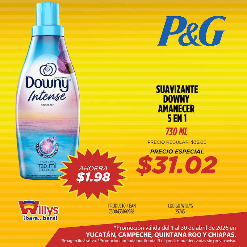 SUAVIZANTE DOWNY AMANECER 5 EN 1 730ML
