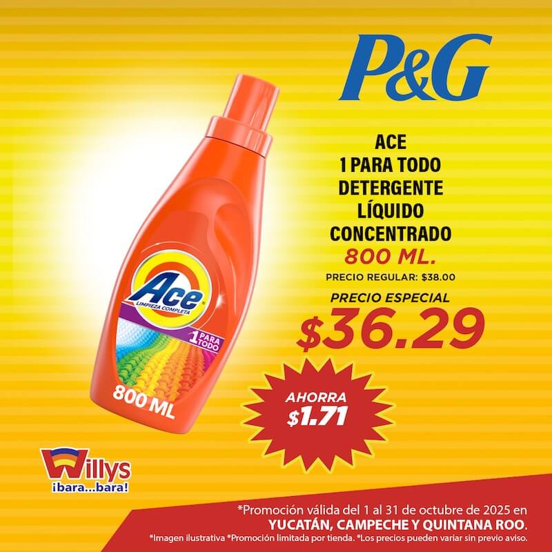 ACE 1 PARA TODO DETERGENTE LIQUIDO CONCENTRADO 800ML