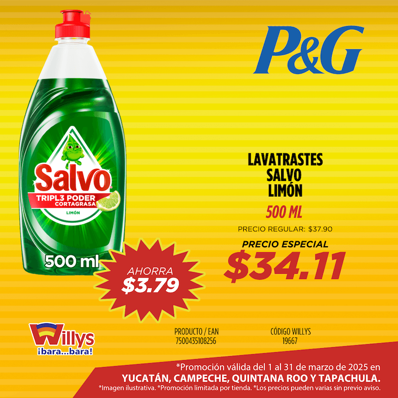 LAVATRASTES SALVO LIMON 500ML