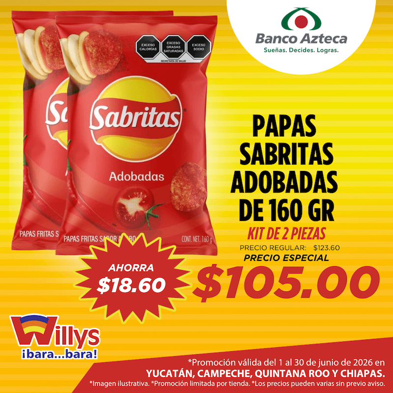 PAPAS SABRITAS ADOBADAS 160GR