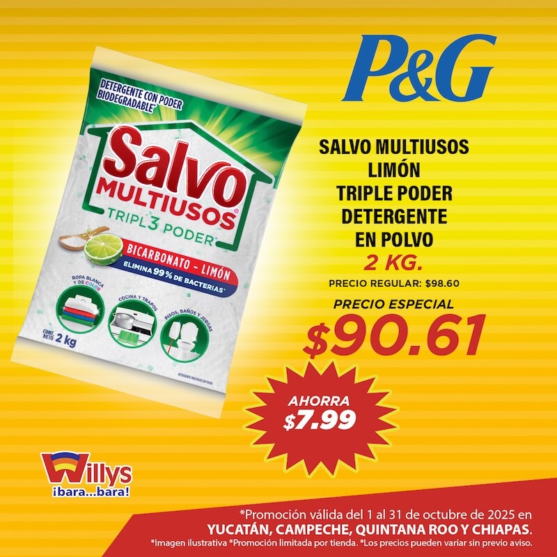 SALVO MULTIUSOS LIMON TRIPLE PODER DETERGENTE EN POLVO 2 KG
