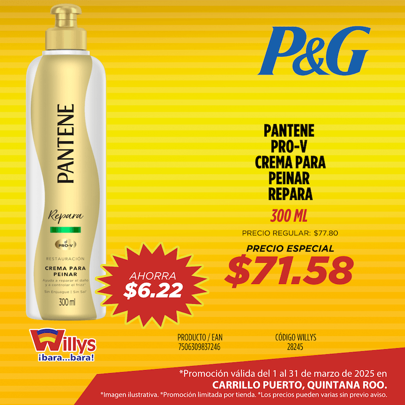 PANTENE PRO V CREMA PARA PEINAR REPARA 300ML