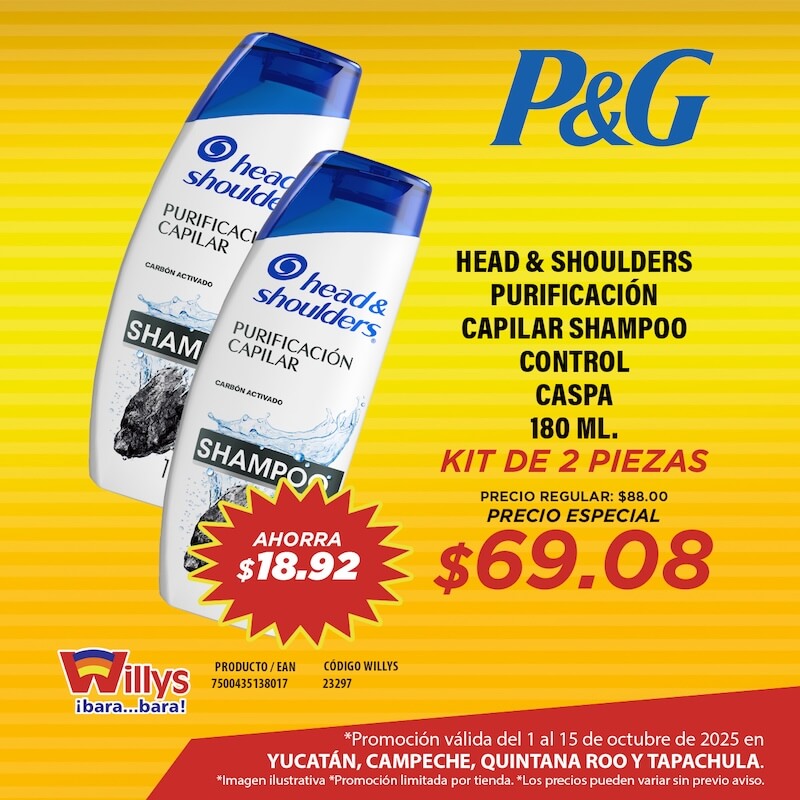 HEAD AND SHOULDERS PURIFICACION CAPILAR SHAMPOO CONTROL CASPA 180ML