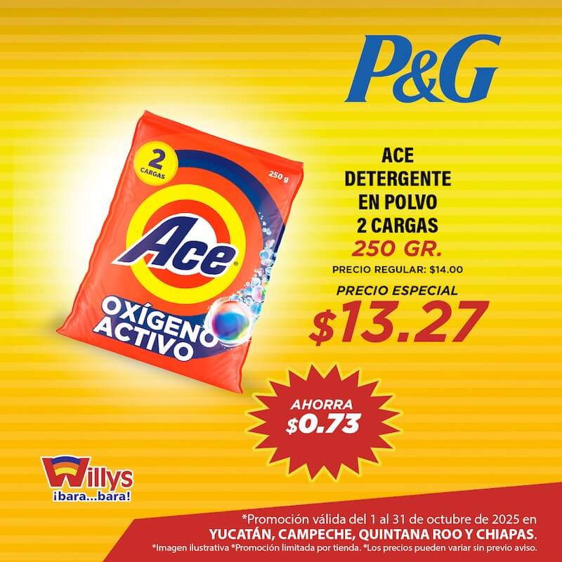 ACE DETERGENTE EN POLVO 2 CARGAS 250GR