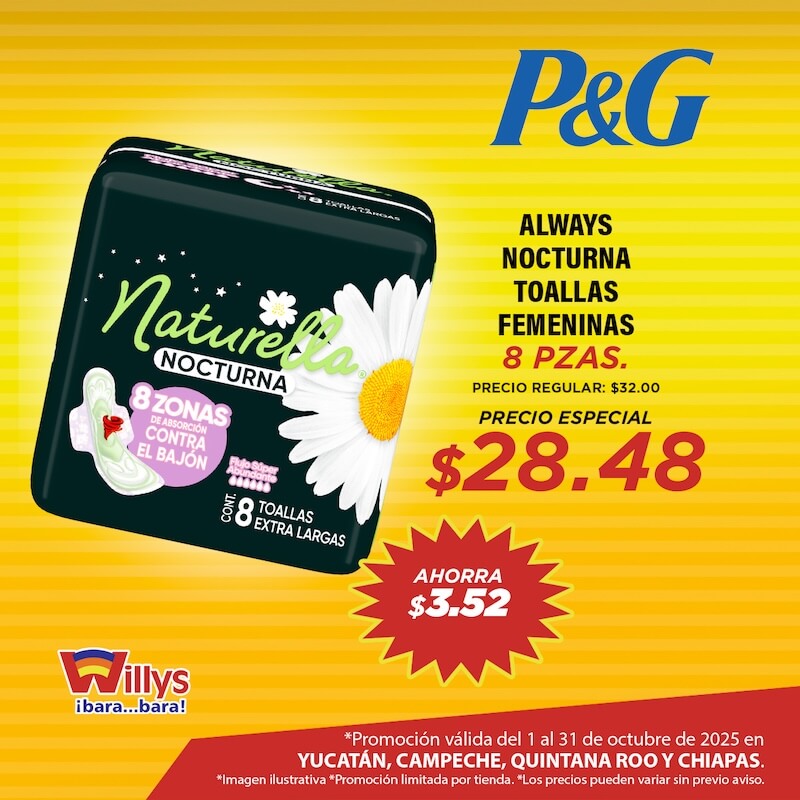 ALWAYS NOCTURNA TOALLAS FEMENINA 8PZAS