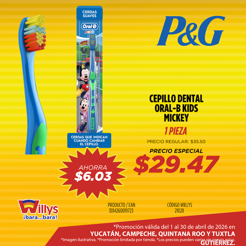 CEPILLO DENTAL ORAL B KIDS MICKEY 1 PZA