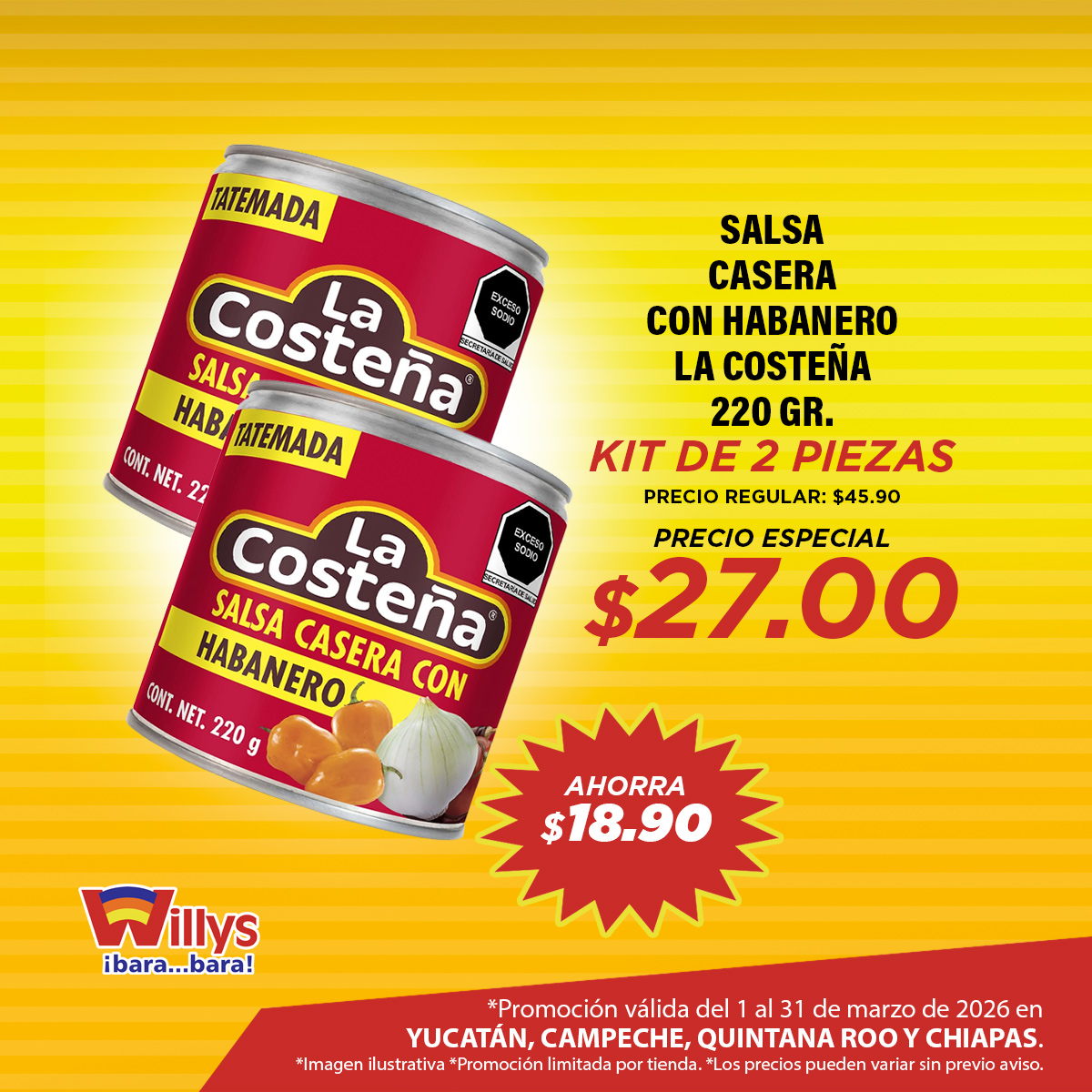 SALSA CASESA CON HABANERO LA COSTEÑA 220GR