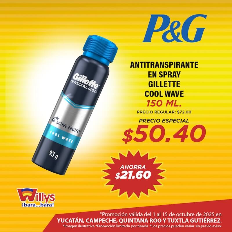 ANTITRANSPIRANTE EN SPRAY GILLETTE COOL WAVE 150ML