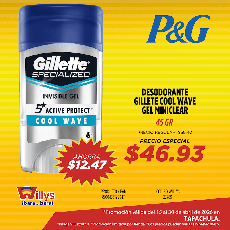 DESODORANTE GILLET COOL WAVE GEL MINICLEAR 45GR