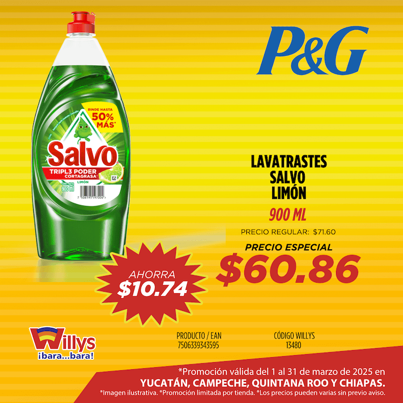 LAVATRASTES SALVO LIMON 900ML